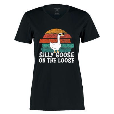 Silly Goose On The Loose Women's Momentum V-Neck T-Shirt