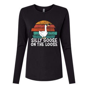 Silly Goose On The Loose Womens Cotton Relaxed Long Sleeve T-Shirt