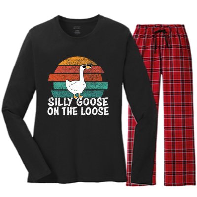 Silly Goose On The Loose Women's Long Sleeve Flannel Pajama Set 