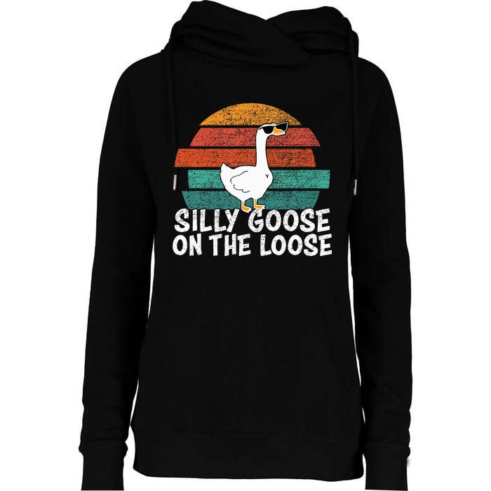 Silly Goose On The Loose Womens Funnel Neck Pullover Hood