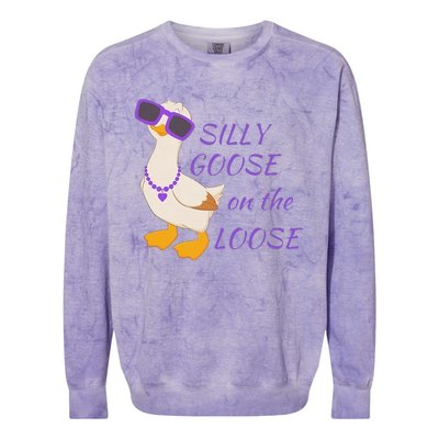 Silly Goose On The Loose Funny Colorblast Crewneck Sweatshirt