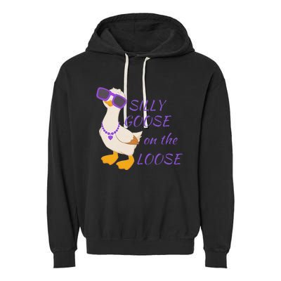 Silly Goose On The Loose Funny Garment-Dyed Fleece Hoodie