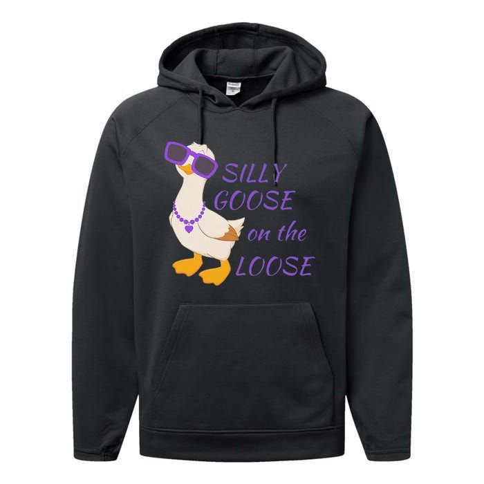 Silly Goose On The Loose Funny Performance Fleece Hoodie