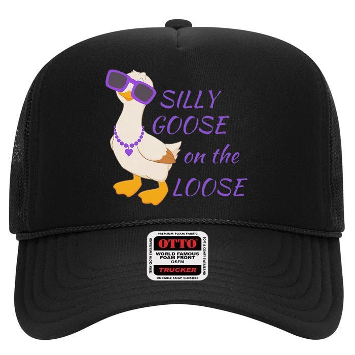 Silly Goose On The Loose Funny High Crown Mesh Back Trucker Hat