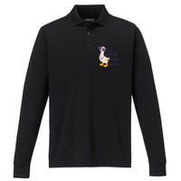 Silly Goose On The Loose Funny Performance Long Sleeve Polo