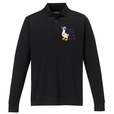 Silly Goose On The Loose Funny Performance Long Sleeve Polo