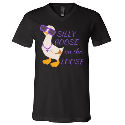 Silly Goose On The Loose Funny V-Neck T-Shirt