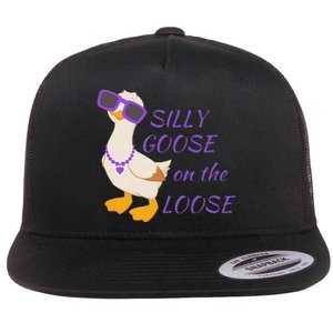 Silly Goose On The Loose Funny Flat Bill Trucker Hat