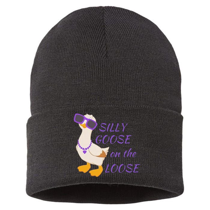 Silly Goose On The Loose Funny Sustainable Knit Beanie