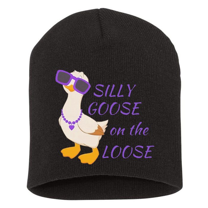 Silly Goose On The Loose Funny Short Acrylic Beanie