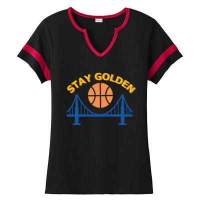 Stay Golden Oakland To San Francisco Basketball Ladies Halftime Notch Neck Tee