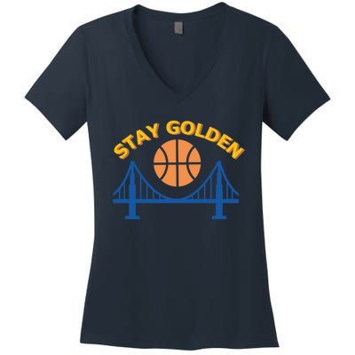 Stay Golden Oakland To San Francisco Basketball Women's V-Neck T-Shirt