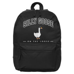 Silly Goose On The Loose Funny Silly Goose University 16 in Basic Backpack