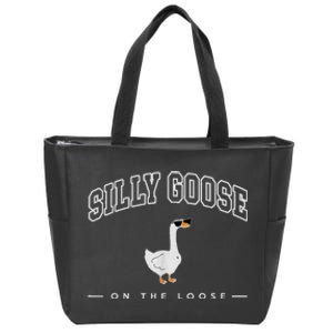 Silly Goose On The Loose Funny Silly Goose University Zip Tote Bag