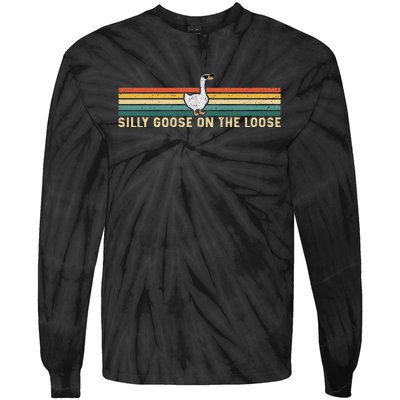 Silly Goose On The Loose Funny Silly Goose University Tie-Dye Long Sleeve Shirt