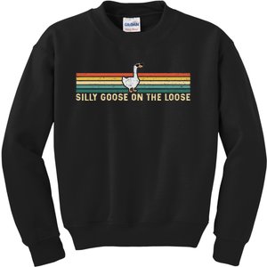 Silly Goose On The Loose Funny Silly Goose University Kids Sweatshirt