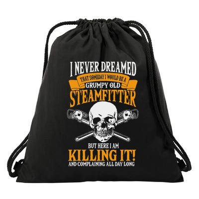 Steamfitter Grumpy Old Pipefitter Tradesman Plumber Pipe Drawstring Bag
