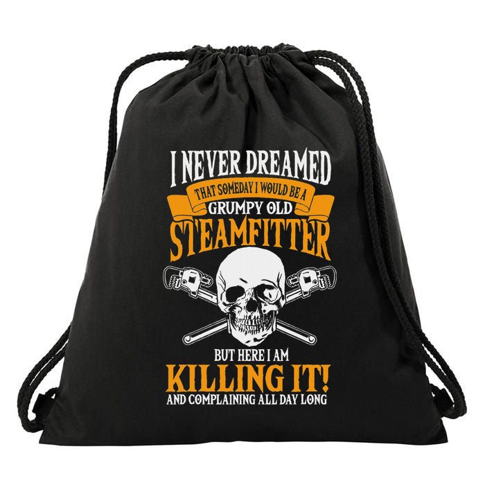Steamfitter Grumpy Old Pipefitter Tradesman Plumber Pipe Drawstring Bag