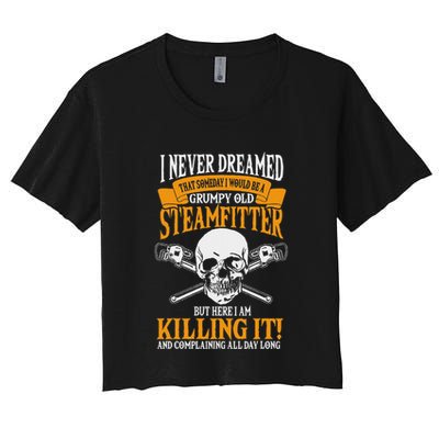 Steamfitter Grumpy Old Pipefitter Tradesman Plumber Pipe Crop Top
