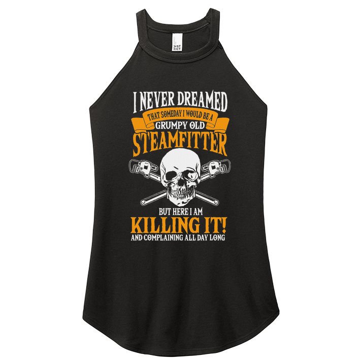 Steamfitter Grumpy Old Pipefitter Tradesman Plumber Pipe Women's Perfect Tri Rocker Tank