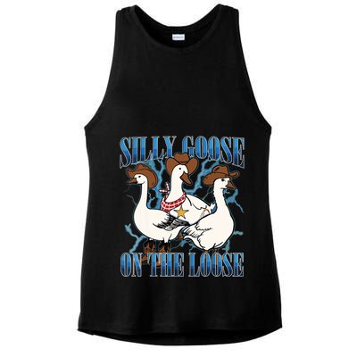 Silly Goose On The Loose Retro Groovy Silly Goose Club Ladies PosiCharge Tri-Blend Wicking Tank