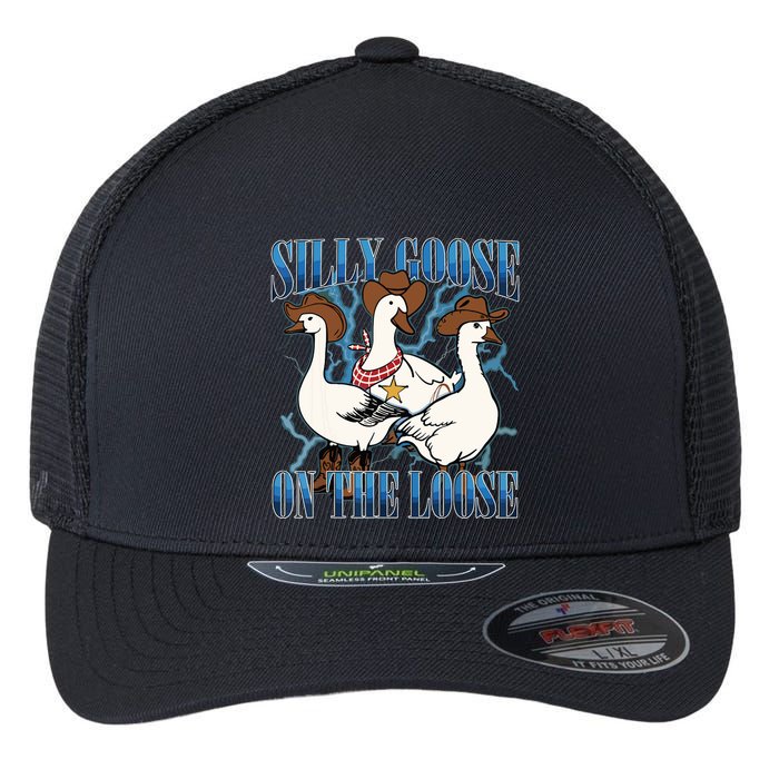 Silly Goose On The Loose Retro Groovy Silly Goose Club Flexfit Unipanel Trucker Cap