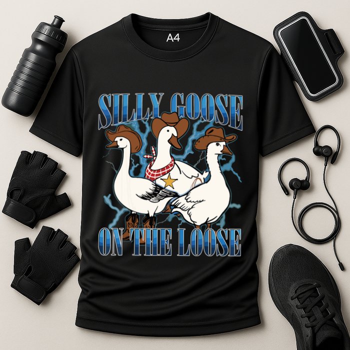 Silly Goose On The Loose Retro Groovy Silly Goose Club Cooling Performance Crew T-Shirt