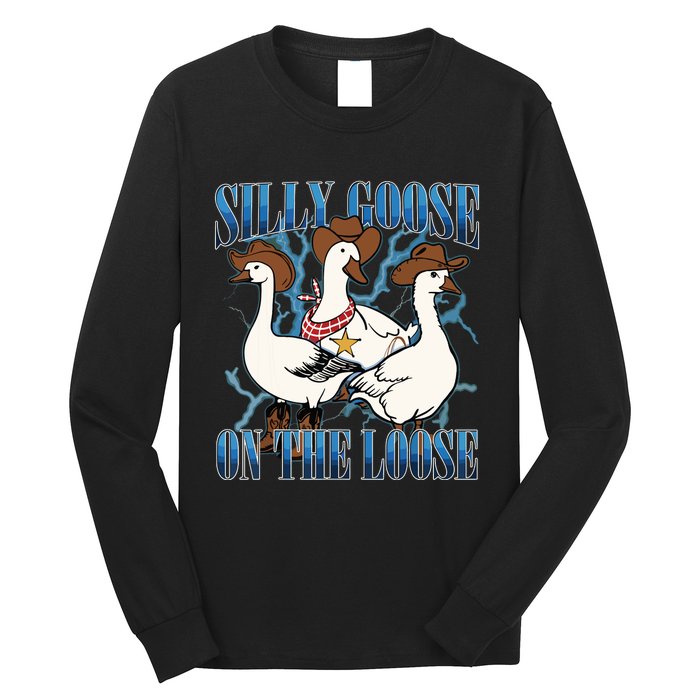 Silly Goose On The Loose Retro Groovy Silly Goose Club Long Sleeve Shirt