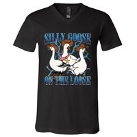 Silly Goose On The Loose Retro Groovy Silly Goose Club V-Neck T-Shirt