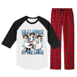 Silly Goose On The Loose Retro Groovy Silly Goose Club Raglan Sleeve Pajama Set