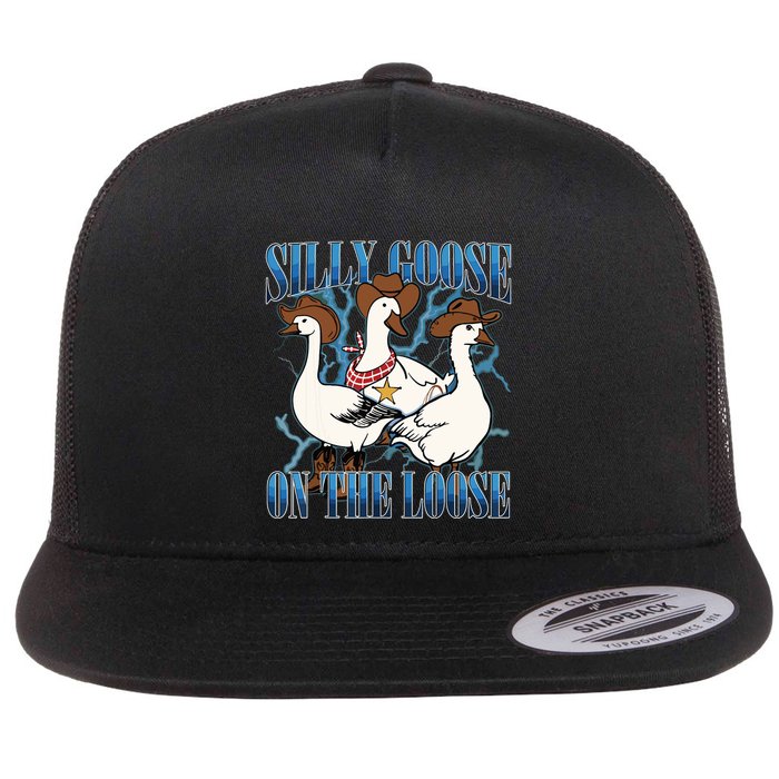 Silly Goose On The Loose Retro Groovy Silly Goose Club Flat Bill Trucker Hat