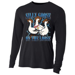 Silly Goose On The Loose Retro Groovy Silly Goose Club Cooling Performance Long Sleeve Crew