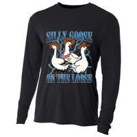 Silly Goose On The Loose Retro Groovy Silly Goose Club Cooling Performance Long Sleeve Crew