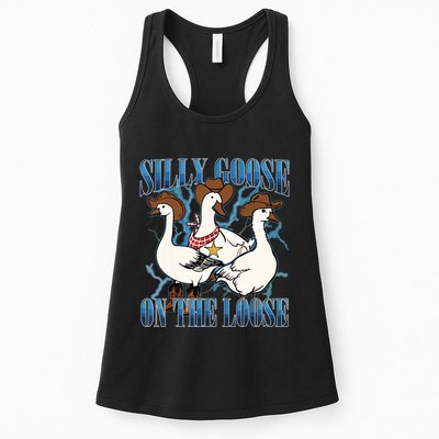 Silly Goose On The Loose Retro Groovy Silly Goose Club Womens Tank Top