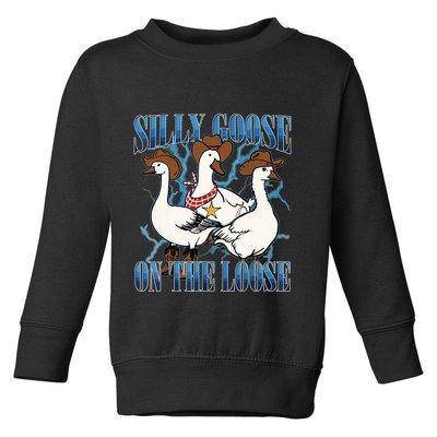 Silly Goose On The Loose Retro Groovy Silly Goose Club Toddler Sweatshirt