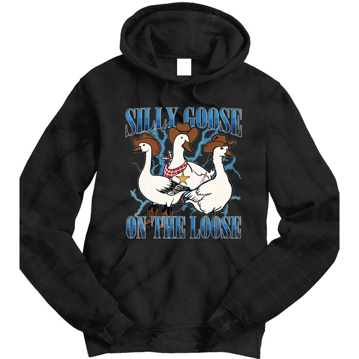 Silly Goose On The Loose Retro Groovy Silly Goose Club Tie Dye Hoodie