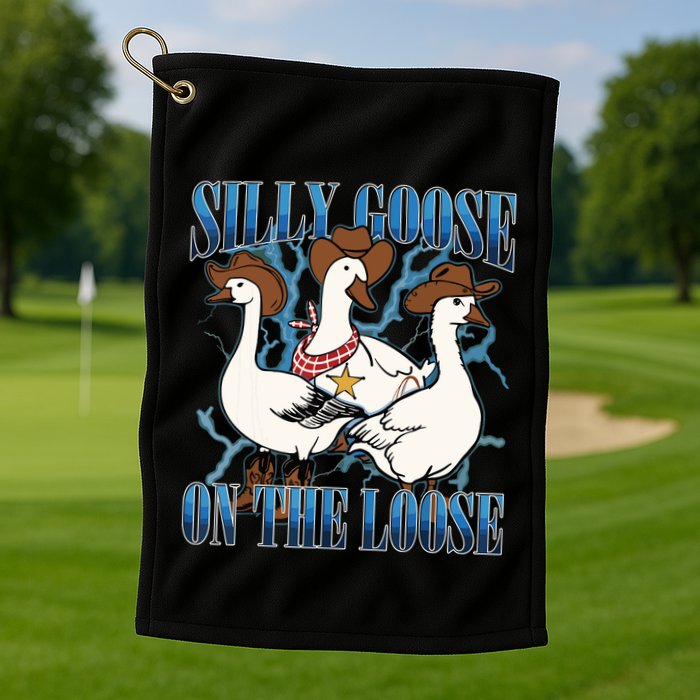 Silly Goose On The Loose Retro Groovy Silly Goose Club Golf Towel