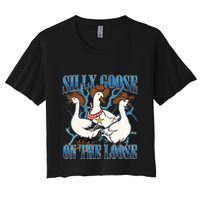 Silly Goose On The Loose Retro Groovy Silly Goose Club Women's Crop Top Tee