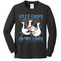 Silly Goose On The Loose Retro Groovy Silly Goose Club Kids Long Sleeve Shirt