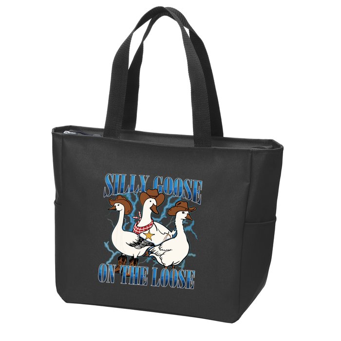 Silly Goose On The Loose Retro Groovy Silly Goose Club Zip Tote Bag
