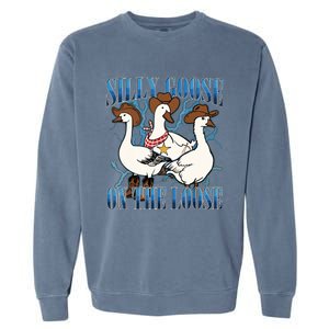 Silly Goose On The Loose Retro Groovy Silly Goose Club Garment-Dyed Sweatshirt