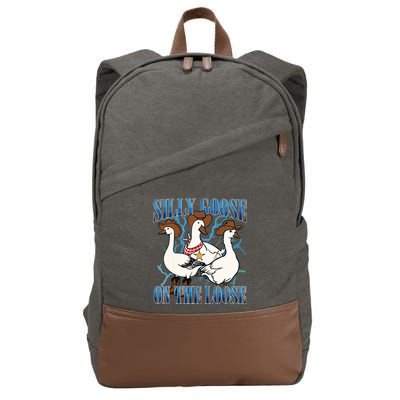 Silly Goose On The Loose Retro Groovy Silly Goose Club Cotton Canvas Backpack