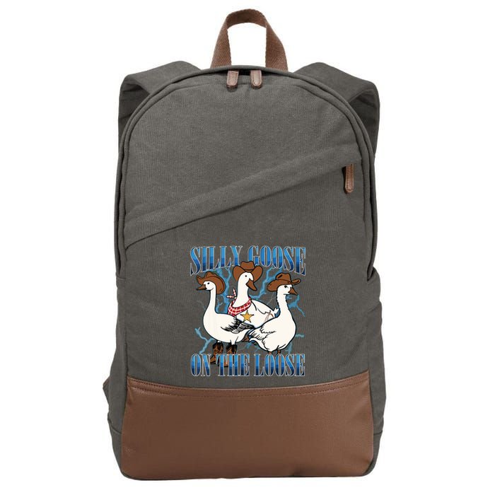 Silly Goose On The Loose Retro Groovy Silly Goose Club Cotton Canvas Backpack