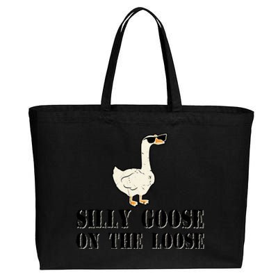 Silly Goose On The Loose Funny Goose Quote Cotton Canvas Jumbo Tote