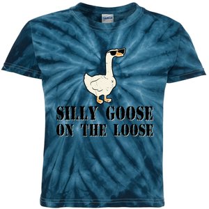 Silly Goose On The Loose Funny Goose Quote Kids Tie-Dye T-Shirt