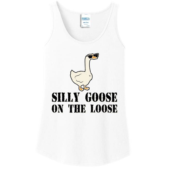 Silly Goose On The Loose Funny Goose Quote Ladies Essential Tank