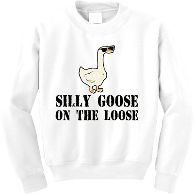 Silly Goose On The Loose Funny Goose Quote Kids Sweatshirt