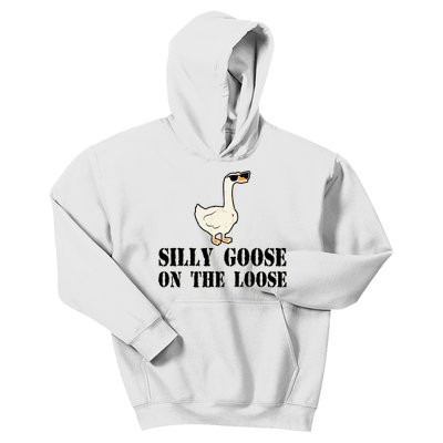 Silly Goose On The Loose Funny Goose Quote Kids Hoodie