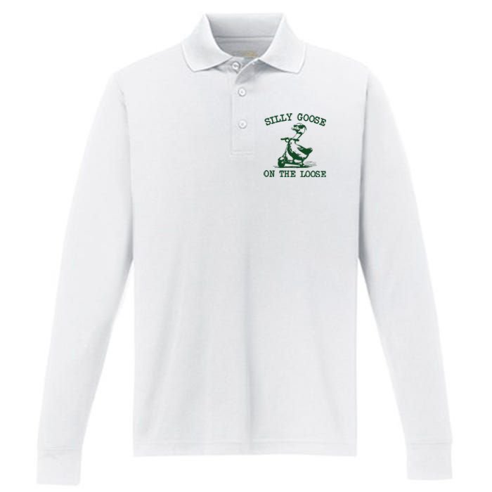 Silly Goose On The Loose Silly Goose Farm Performance Long Sleeve Polo