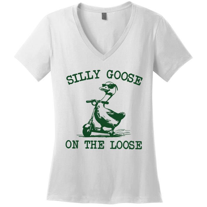 Silly Goose On The Loose Silly Goose Farm Women's V-Neck T-Shirt